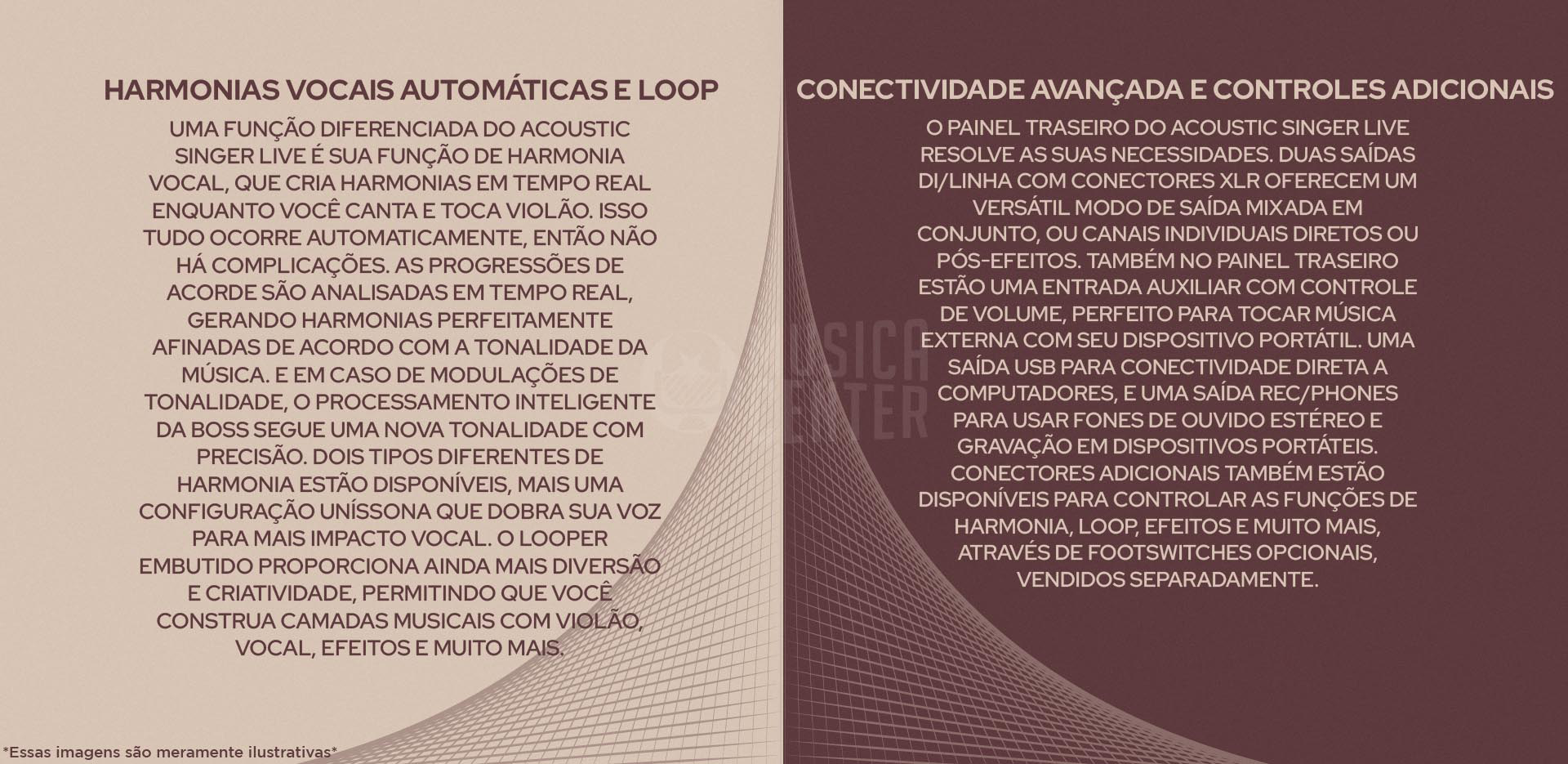 Amplificador BOSS Acoustic Live Singer com harmonia vocal, loop, conectividade e controles adicionais sem complicações.