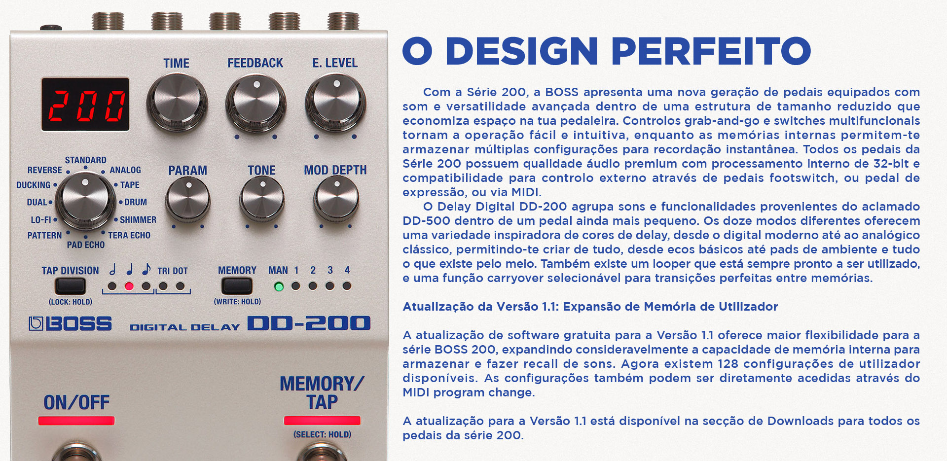 Descrição do Pedal Boss DD-200 Digital Delay