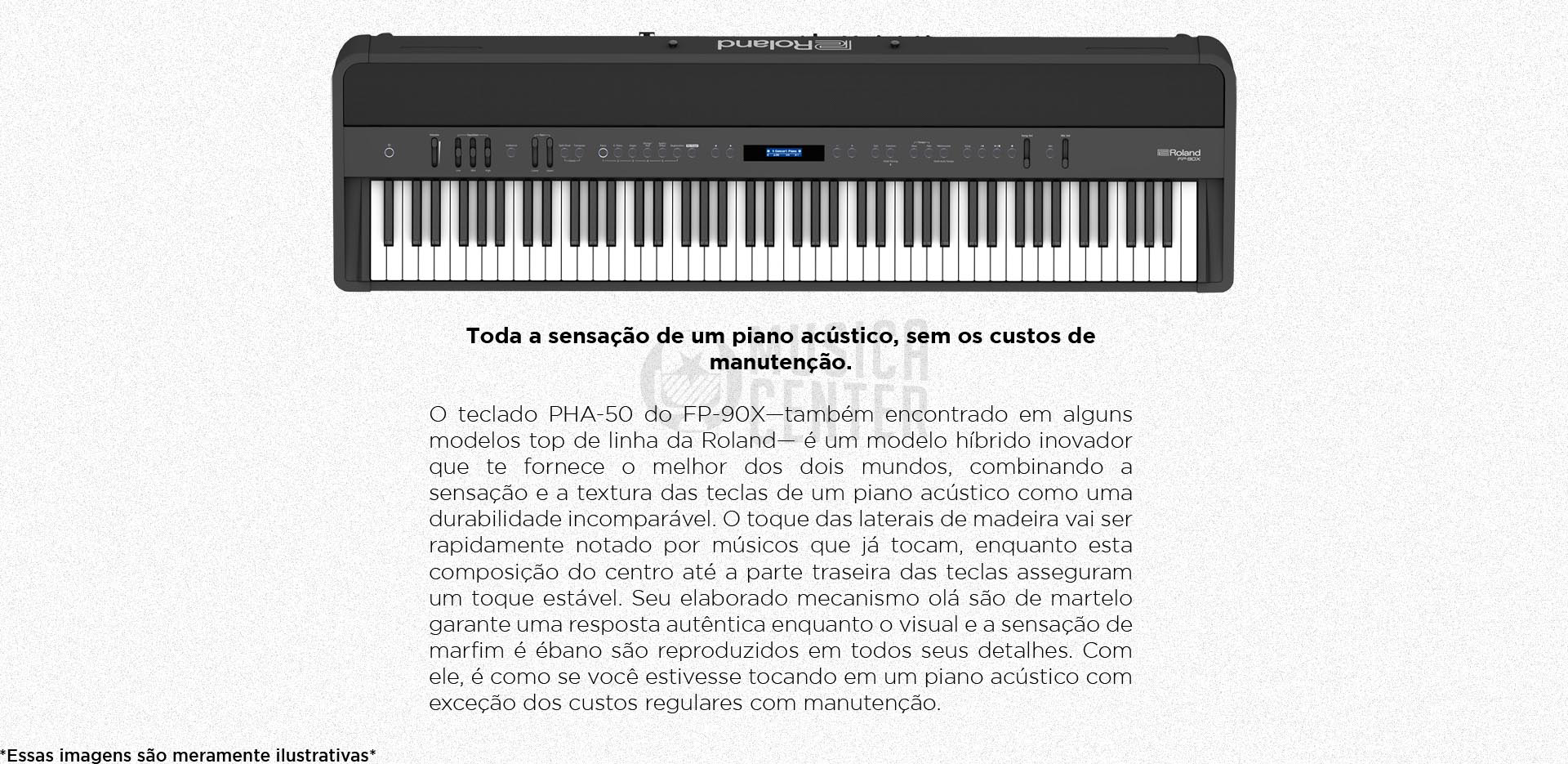 Piano Digital Roland FP-90X possui o teclado dinâmico PHA-4