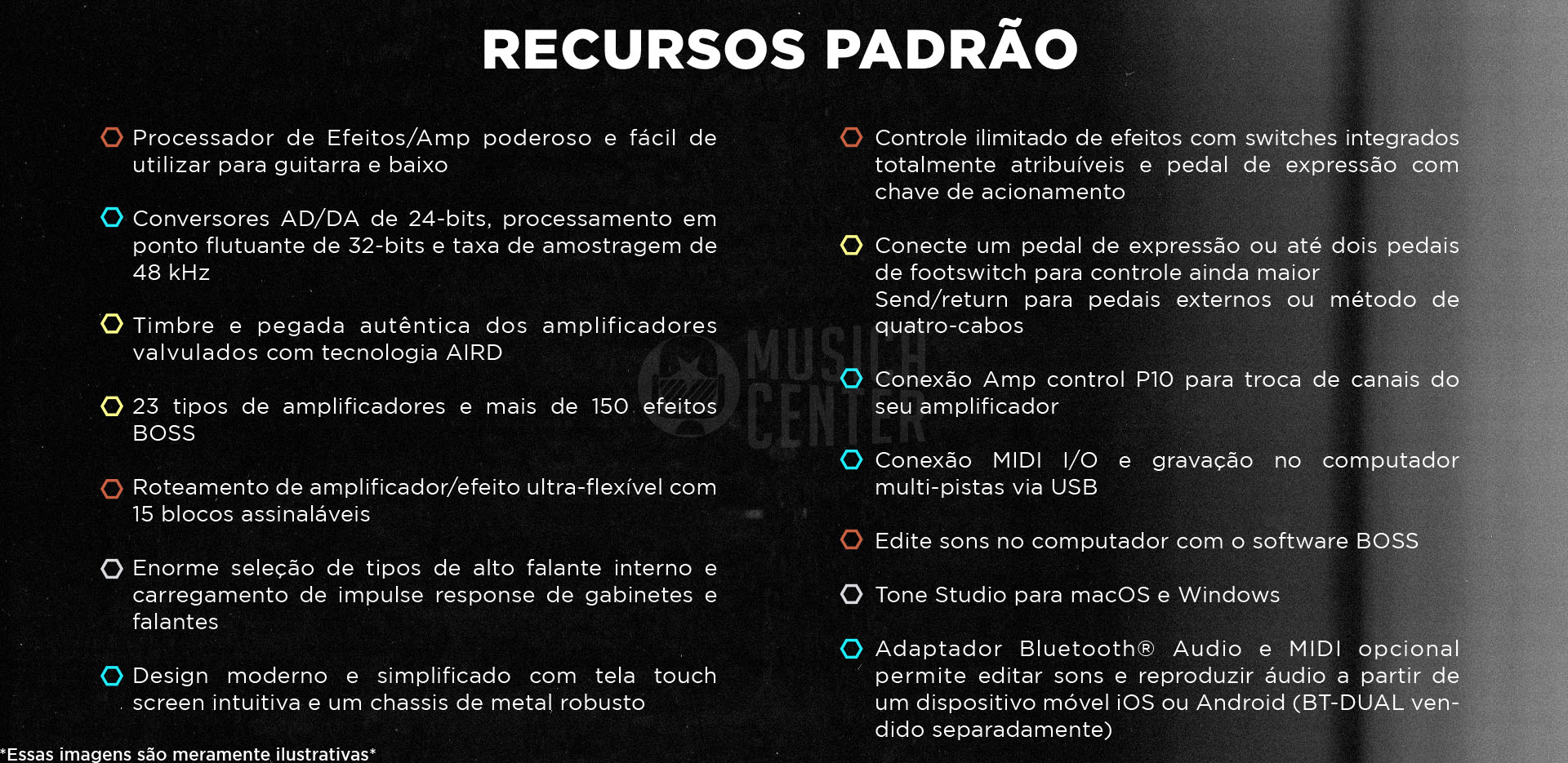 Recursos Pedaleira BOSS GX-100 Processador de Efeitos para Guitarra