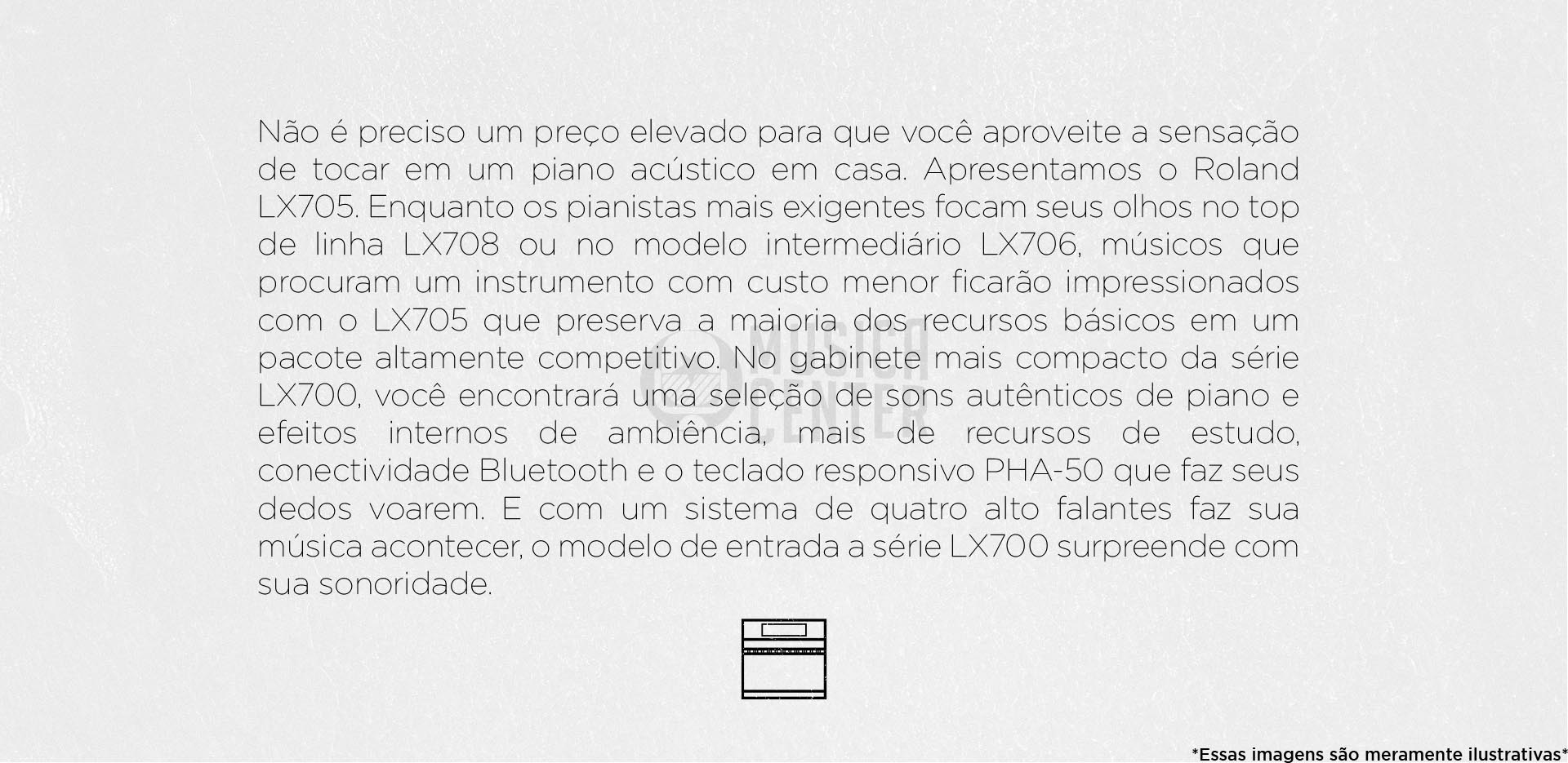 Descrição do Piano Vertical Premium Roland LX705