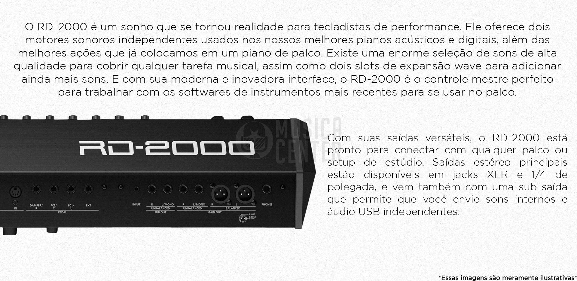 Descrições do Piano de Palco Roland RD2000