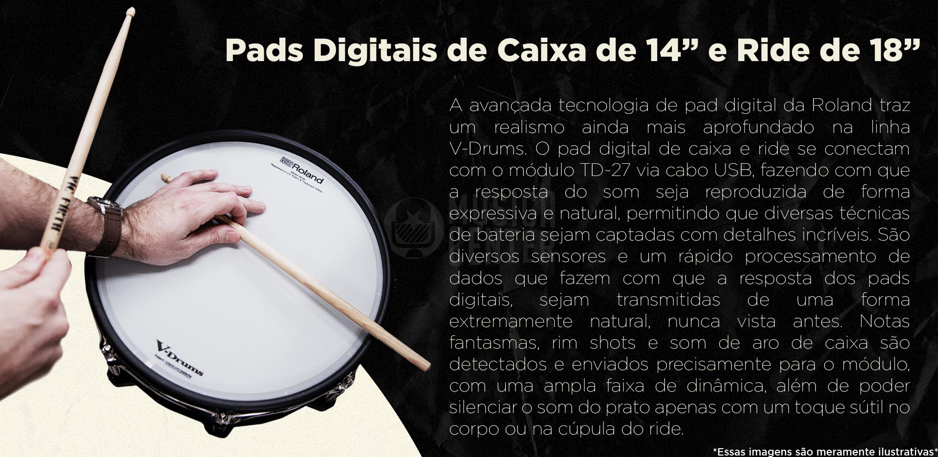 Bateria Eletrônica Roland TD-27KV com pads digitais de caixa 14 e Ride 18