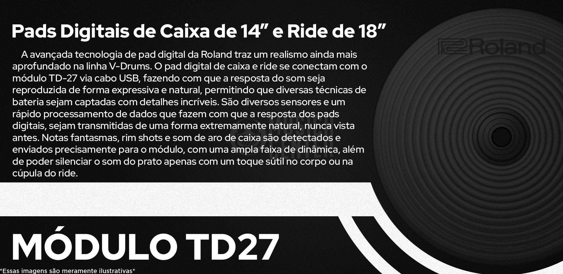 Bateria Eletrônica Roland VAD-506 com pads digitais de caixa 14 e ride 18