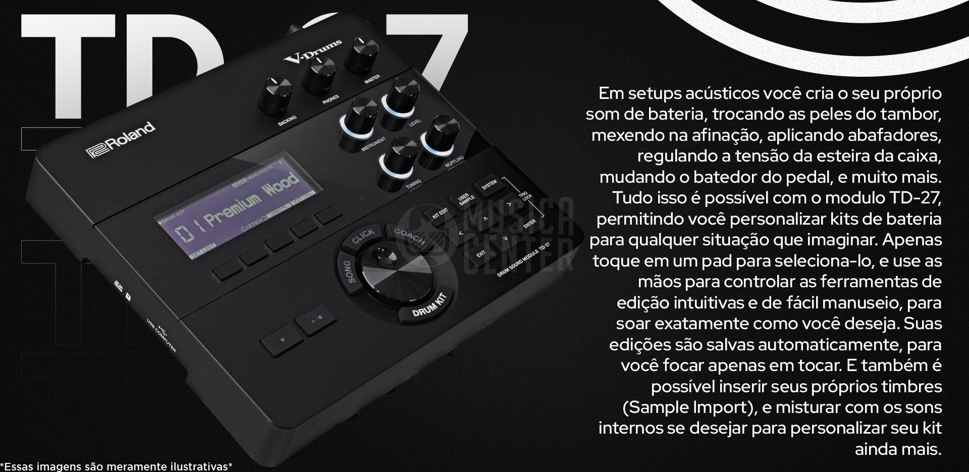 Bateria Eletrônica Roland VAD-506 com módulo TD-27 e Sample Import